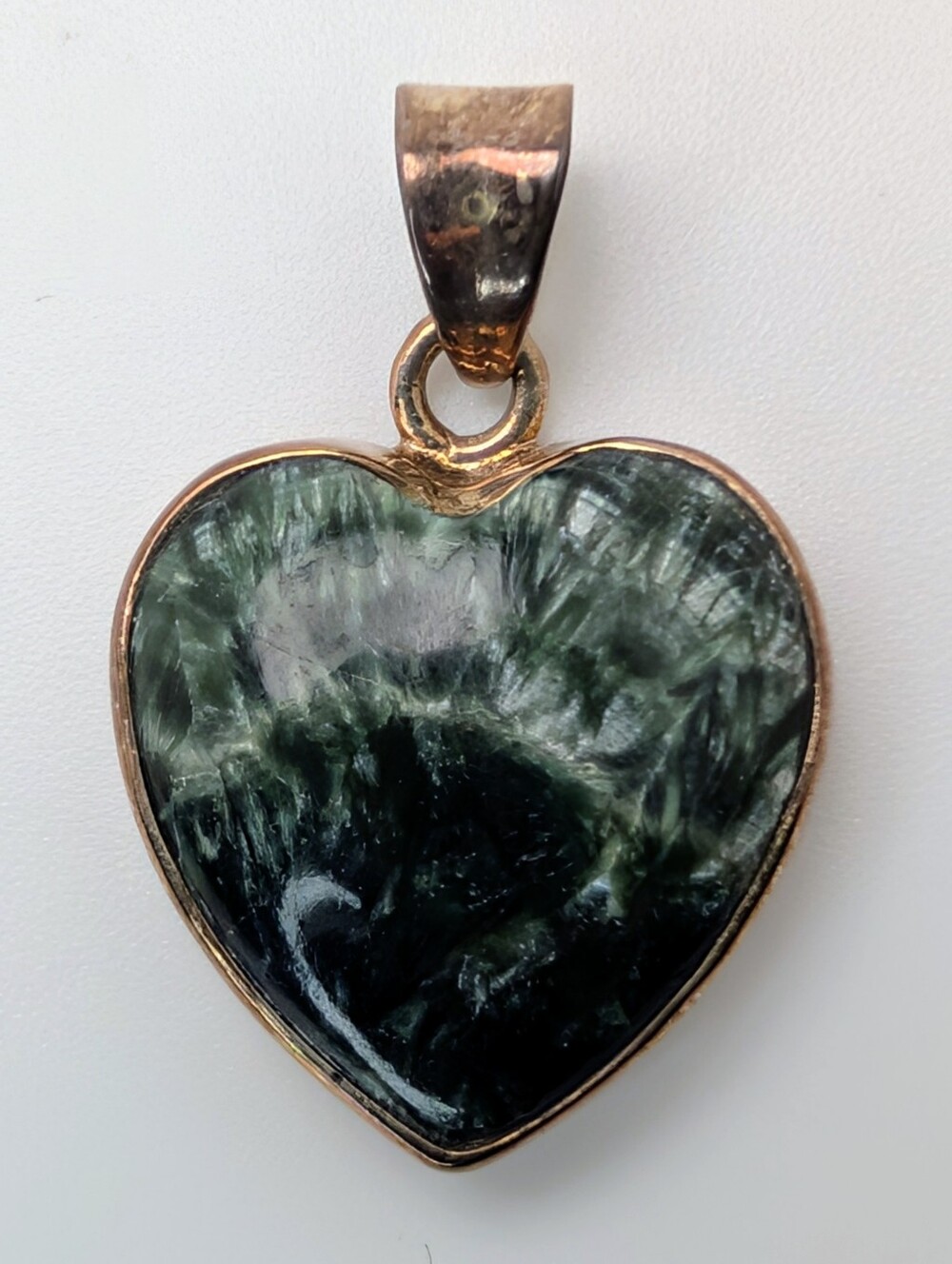 Seraphinite Heart S925 Sterling Silver Gemstone Pendant